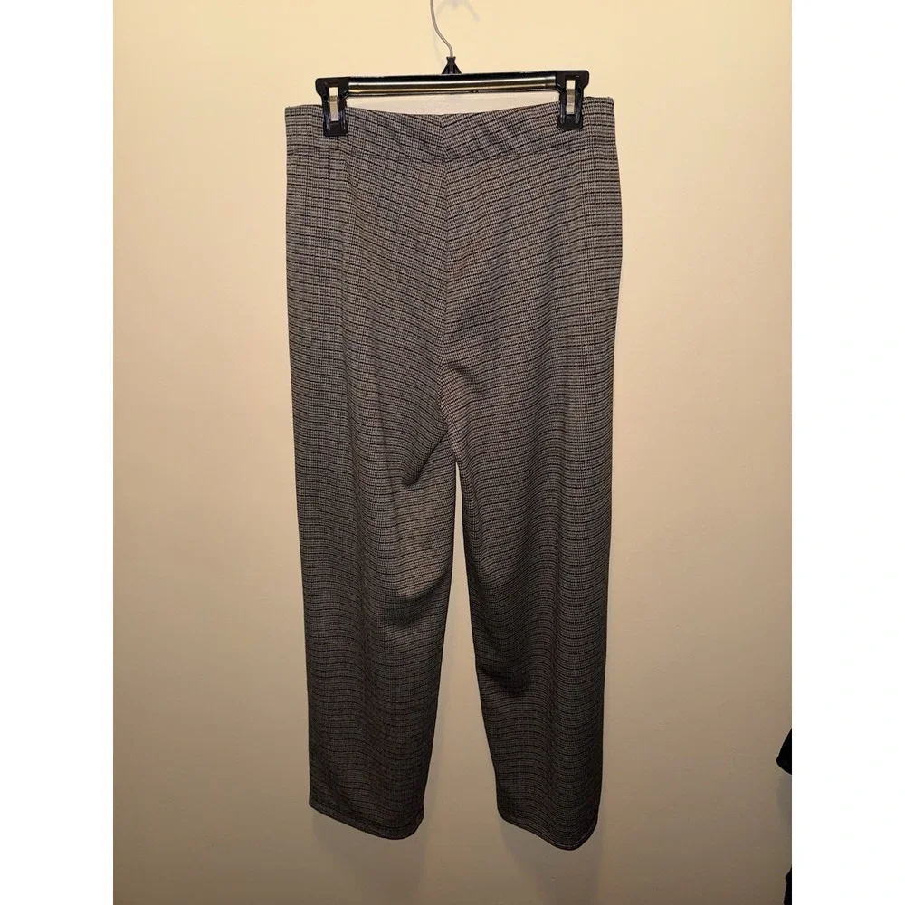 Max Studio London Pants Plaid Wide Leg Pull On Women's Size L Pockets Workwear - Picture 2 of 8